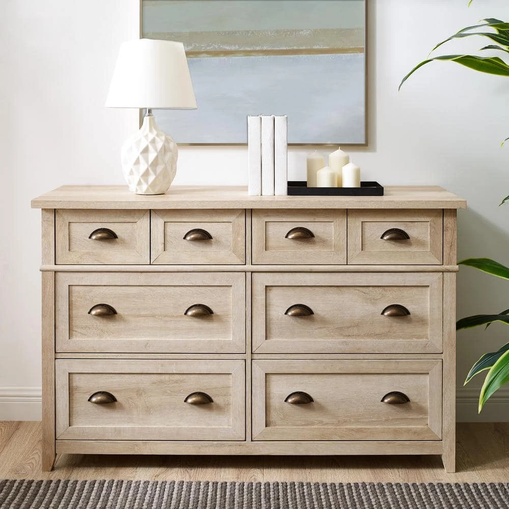 52 in W. 6 Drawer White Oak Dresser with Faux Double Drawers by Welwick Designs 1 52 in W. 6 Drawer White Oak Dresser with Faux Double Drawers by Welwick Designs