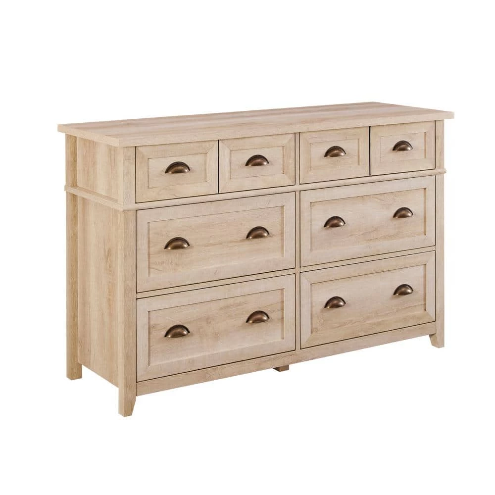 52 in W. 6 Drawer White Oak Dresser with Faux Double Drawers by Welwick Designs 6 52 in W. 6 Drawer White Oak Dresser with Faux Double Drawers by Welwick Designs - Image 6
