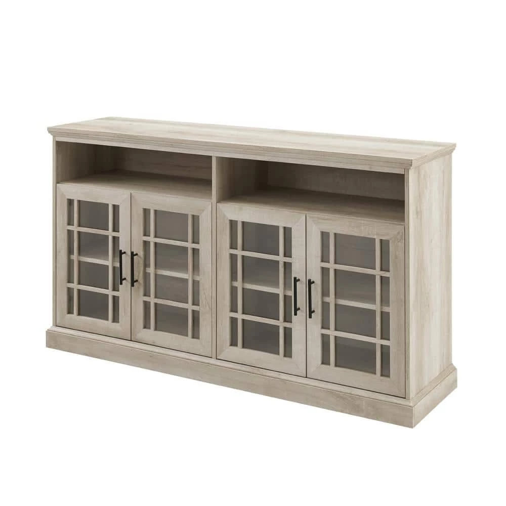 58 in. White Oak Composite Classic Glass Door TV Stand (Max tv size 65 in.) by Welwick Designs 8 58 in. White Oak Composite Classic Glass Door TV Stand (Max tv size 65 in.) by Welwick Designs - Image 8