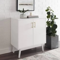 30 in. White Mid Century Modern Accent Cabinet by Welwick Designs