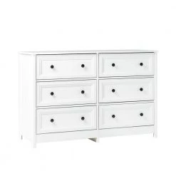 6-Drawer White Wood Transitional Dresser with Grooved Sides by Welwick Designs -Deals Welwick Designs Store white welwick designs dressers hd9204 66 1000