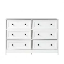 6-Drawer White Wood Transitional Dresser with Grooved Sides by Welwick Designs -Deals Welwick Designs Store white welwick designs dressers hd9204 77 1000