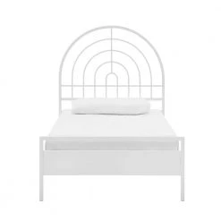 White Metal Mid-Century Modern Twin Metal Bed Frame with Arch Headboard by Welwick Designs -Deals Welwick Designs Store white welwick designs kids beds hd9329 1d 1000