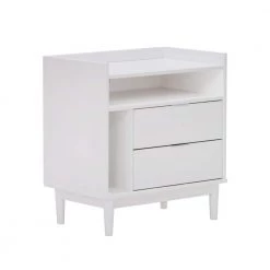2-Drawer White Solid Wood Mid-Century Modern Nightstand with Tray Top (25.5 in. H x 25 in. W x 16 in. D) by Welwick Designs 9 2-Drawer White Solid Wood Mid-Century Modern Nightstand with Tray Top (25.5 in. H x 25 in. W x 16 in. D) by Welwick Designs -Deals Welwick Designs Store white welwick designs nightstands hd9221 1d 1000