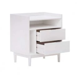 2-Drawer White Solid Wood Mid-Century Modern Nightstand with Tray Top (25.5 in. H x 25 in. W x 16 in. D) by Welwick Designs 8 2-Drawer White Solid Wood Mid-Century Modern Nightstand with Tray Top (25.5 in. H x 25 in. W x 16 in. D) by Welwick Designs -Deals Welwick Designs Store white welwick designs nightstands hd9221 a0 1000