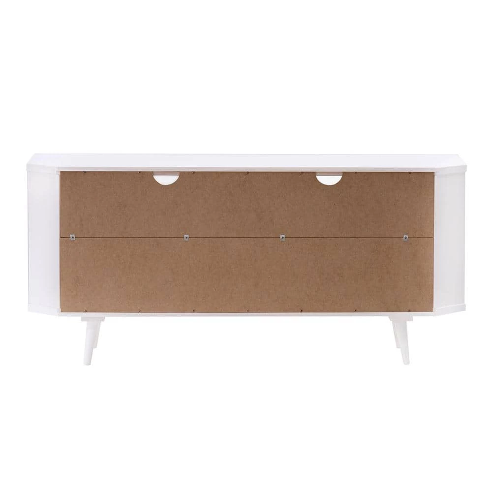 52 in. White Solid Wood Mid Century Modern Corner TV Stand with 3 Drawers (Max tv size 58 in.) by Welwick Designs 9 52 in. White Solid Wood Mid Century Modern Corner TV Stand with 3 Drawers (Max tv size 58 in.) by Welwick Designs - Image 9
