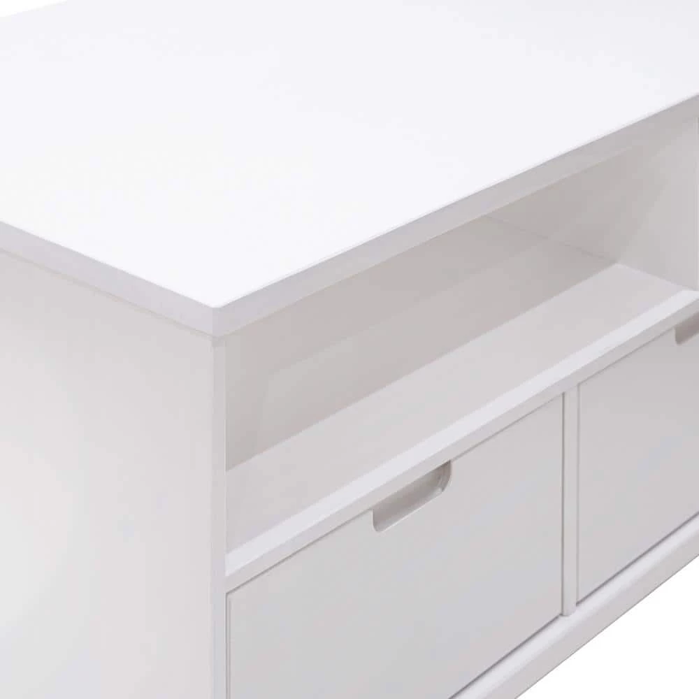 52 in. White Solid Wood Mid Century Modern Corner TV Stand with 3 Drawers (Max tv size 58 in.) by Welwick Designs 7 52 in. White Solid Wood Mid Century Modern Corner TV Stand with 3 Drawers (Max tv size 58 in.) by Welwick Designs - Image 7